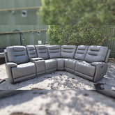 Halifax Leather Electric Recliner Corner Sofa Grey -USB Ports - LED LIGHTS - CUP HOLDERS