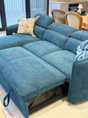 Capri Corner Sofa Bed With Storage â€“ Blue â€“ Universal Chaise â€“ Pull Out Bed