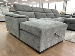 Alaya Large U Shape Pullout Sofabed With Storage - Grey | Adjustable Headrests
