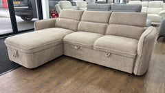 Capri Corner Sofa Bed With Storage â€“ Beige â€“ Universal Chaise â€“ Pull Out Bed