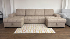 Palermo U Shape Storage Sofa Bed - Beige