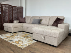 Palermo U Shape Storage Sofa Bed - Beige