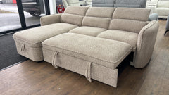 Capri Corner Sofa Bed With Storage â€“ Beige â€“ Universal Chaise â€“ Pull Out Bed