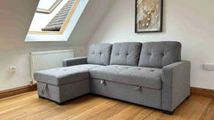 Alder Universal Corner Sofabed With Storage - Grey
