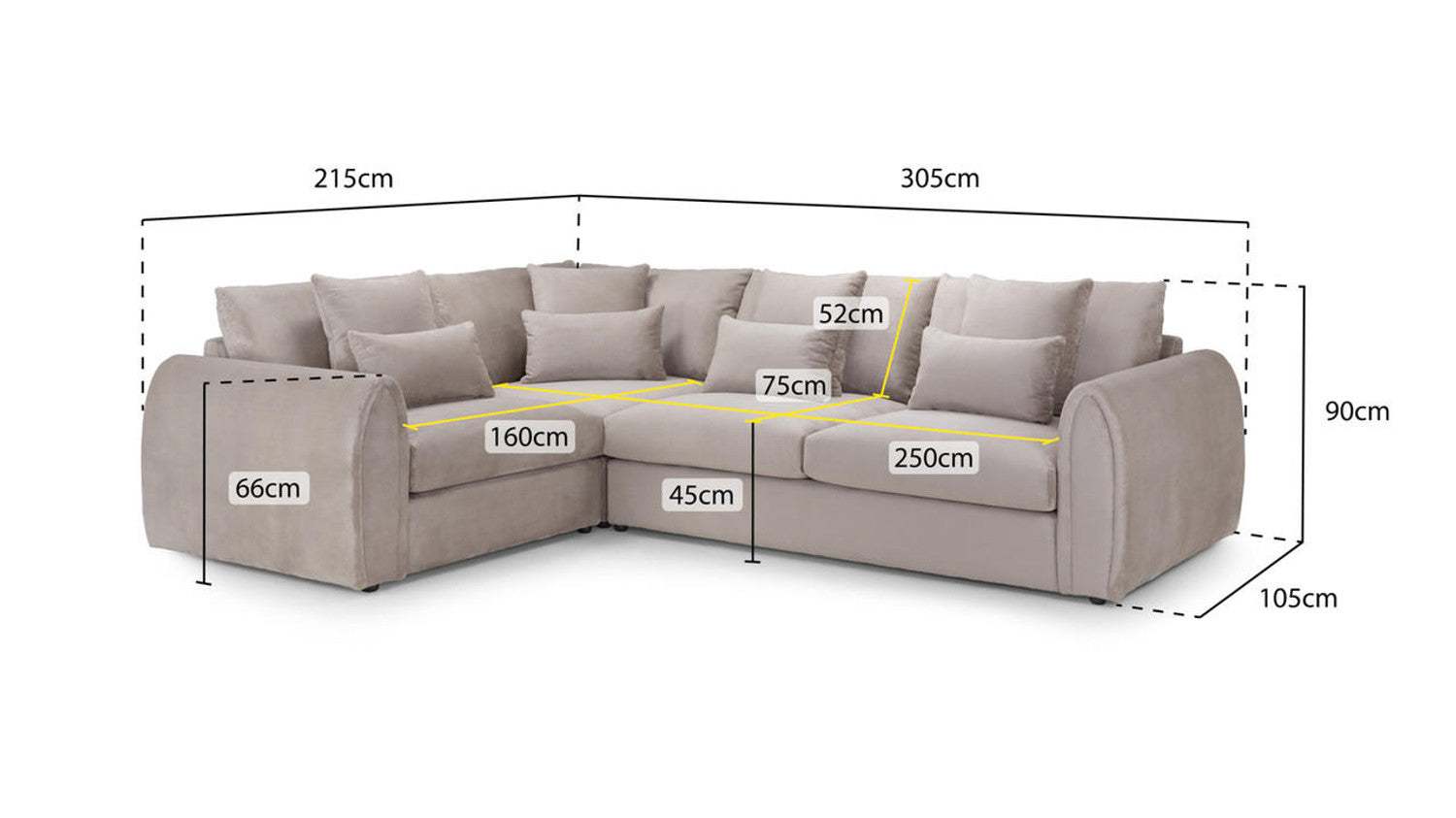 Alv Left Hand Facing Corner Sofa - Mocha
