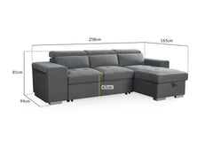 Artemis Universal Fabric Corner Sofabed - Grey