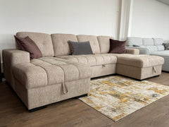 Palermo U Shape Storage Sofa Bed - Beige