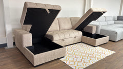 Palermo U Shape Storage Sofa Bed - Beige