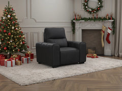 Bellagio Genuine Leather Electric Recliner Armchair Sofa - Black