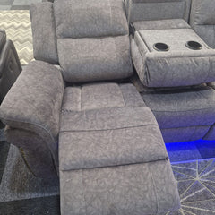 Berlin Fabric Electric Recliner Sofa 3+2 Seater USB Ports Led Lights Cup Holders Grey