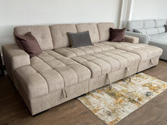 Palermo U Shape Storage Sofa Bed - Beige