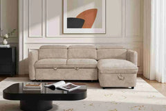Capri Corner Sofa Bed With Storage â€“ Beige â€“ Universal Chaise â€“ Pull Out Bed