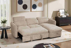 Capri Corner Sofa Bed With Storage â€“ Beige â€“ Universal Chaise â€“ Pull Out Bed
