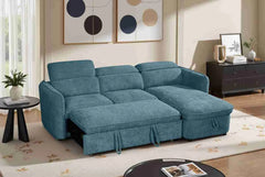 Capri Corner Sofa Bed With Storage â€“ Blue â€“ Universal Chaise â€“ Pull Out Bed