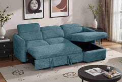 Capri Corner Sofa Bed With Storage â€“ Blue â€“ Universal Chaise â€“ Pull Out Bed