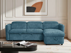 Capri Corner Sofa Bed With Storage â€“ Blue â€“ Universal Chaise â€“ Pull Out Bed