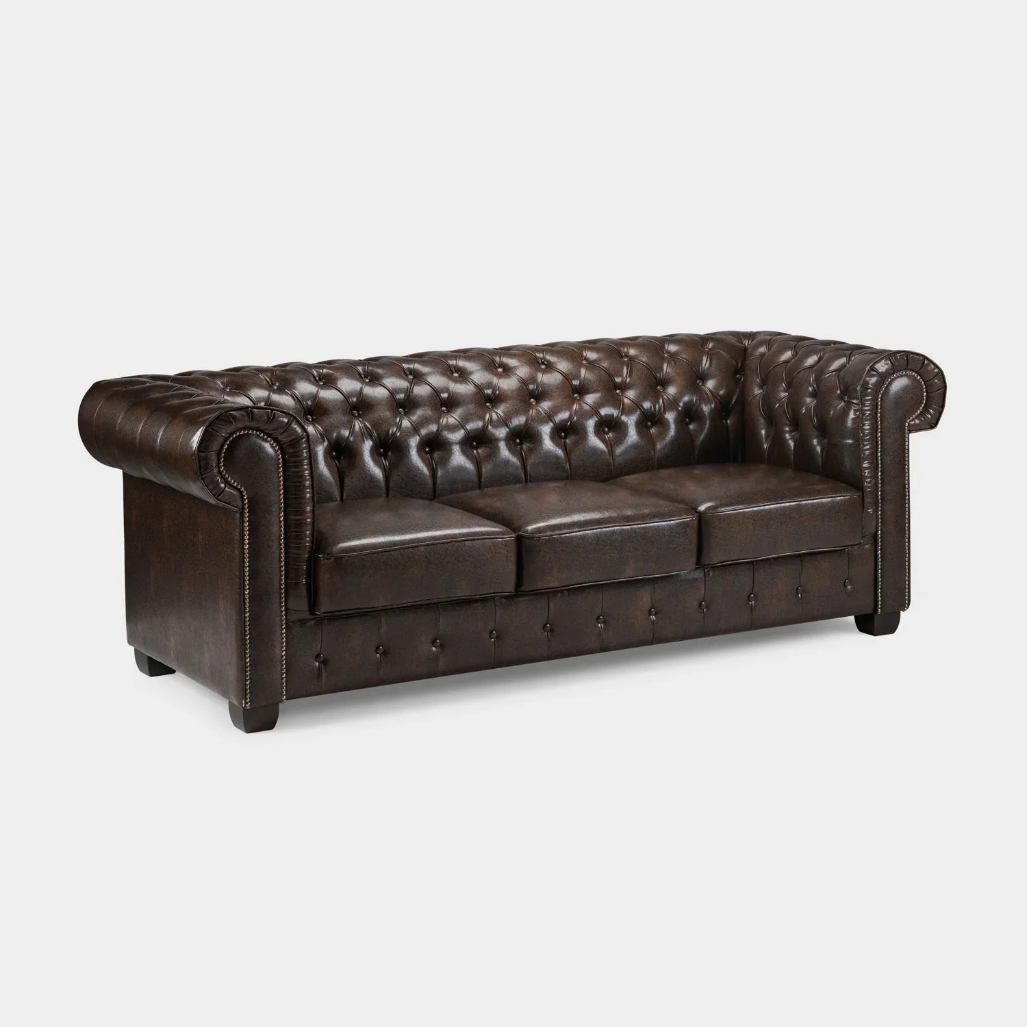 Chesterfield Sofa Antique 3 Seater Brown – The Bargain Bed and Sofa Company
