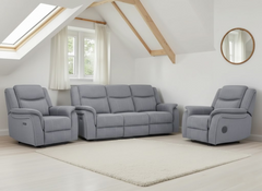 Galaxy Tech Electric Recliner Fabric 3+1+1 Seater Sofa - Grey