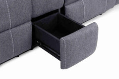 Galaxy Tech Fabric 3+2 Seater Sofa - Grey