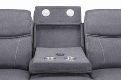 Galaxy Tech Fabric 3+2 Seater Sofa - Grey