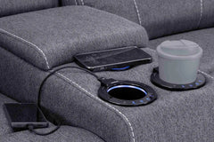 Galaxy Tech Fabric 3+2 Seater Sofa - Grey