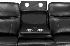 Galaxy Tech Recliner Leather 3+2 Seater Sofa - Black