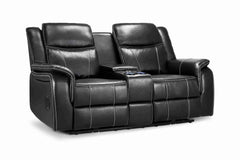 Galaxy Tech Recliner Leather 3+2 Seater Sofa - Black