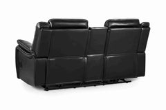 Galaxy Tech Recliner Leather 3+2 Seater Sofa - Black