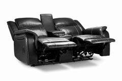Galaxy Tech Recliner Leather 3+2 Seater Sofa - Black