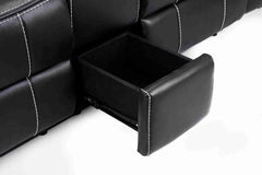 Galaxy Tech Recliner Leather 3+2 Seater Sofa - Black