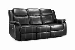 Galaxy Tech Recliner Leather 3+2 Seater Sofa - Black