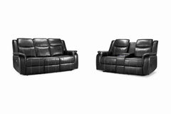 Galaxy Tech Recliner Leather 3+2 Seater Sofa - Black