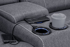 Galaxy Tech Recliner Fabric 2 Seater - Grey