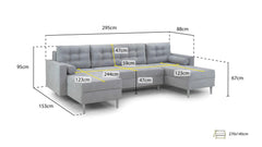 Granville U Shape Corner Sofabed - Grey