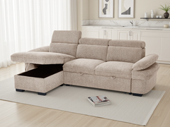 Hudson Universal Corner Sofa Bed - Beige