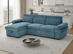 Hudson Universal Corner Sofa Bed - Blue