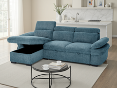Hudson Universal Corner Sofa Bed - Blue