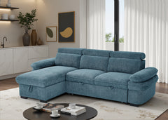 Hudson Universal Corner Sofa Bed - Blue