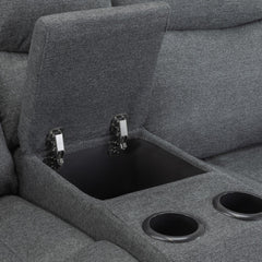 Harald Electric Recliner Sofa Grey Fabric 2 Seater