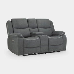 Harald Electric Recliner Sofa Grey Fabric 2 Seater
