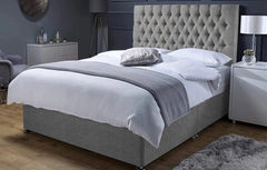 Milano Divan Bed - 3ft to 6ft Grey Chenille Divan Bed - Matching Storage Box