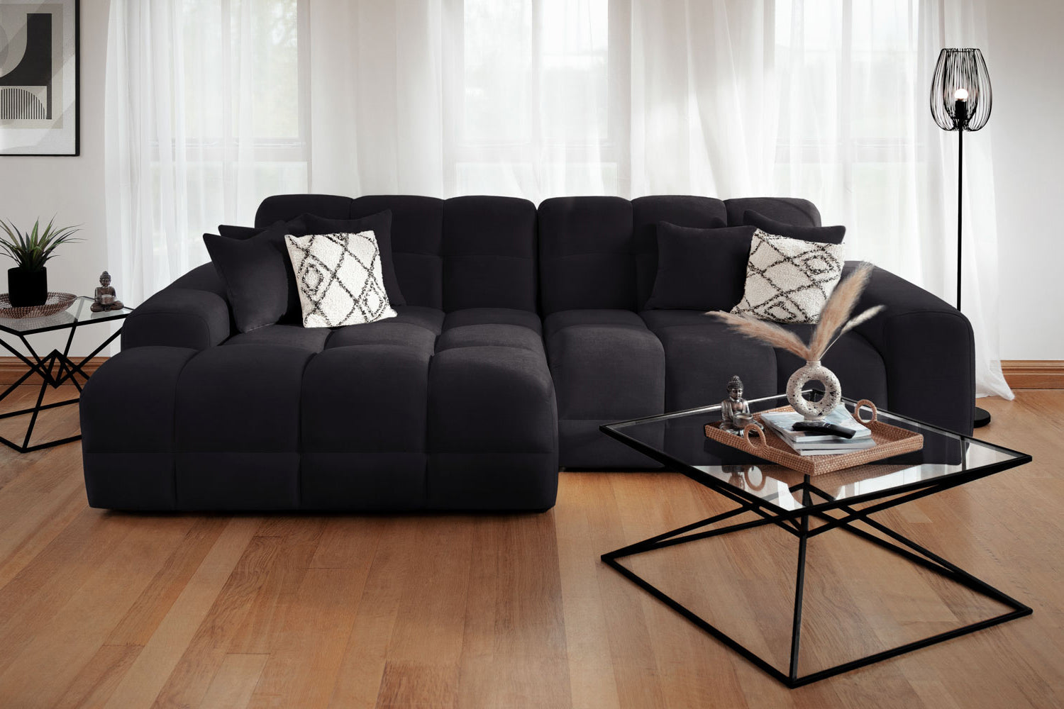 Jacob Black Left Hand Facing Corner Sofa