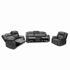 Leon Electric Recliner 3+1+1 Seater Sofa - Grey
