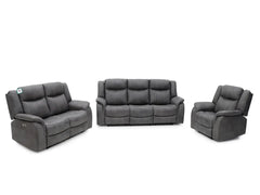 Leon Electric Recliner 3+2 Seater Sofa - Grey