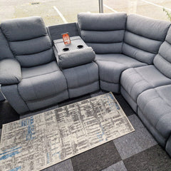 Roma Fabric Recliner Corner Sofa Grey