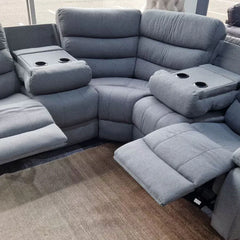 Roma Fabric Recliner Corner Sofa Grey