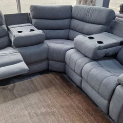 Roma Fabric Recliner Corner Sofa Grey