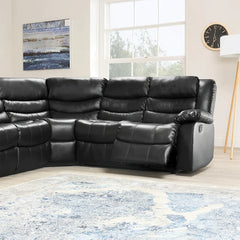 Roma Leather Recliner Corner Sofa Black