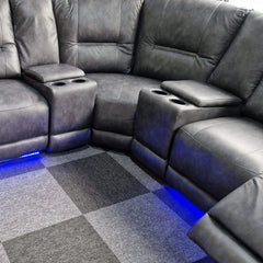 Sara Leather Electric Recliner Corner Sofa Grey