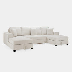 Milan Sofa Bed Beige U Shape Corner